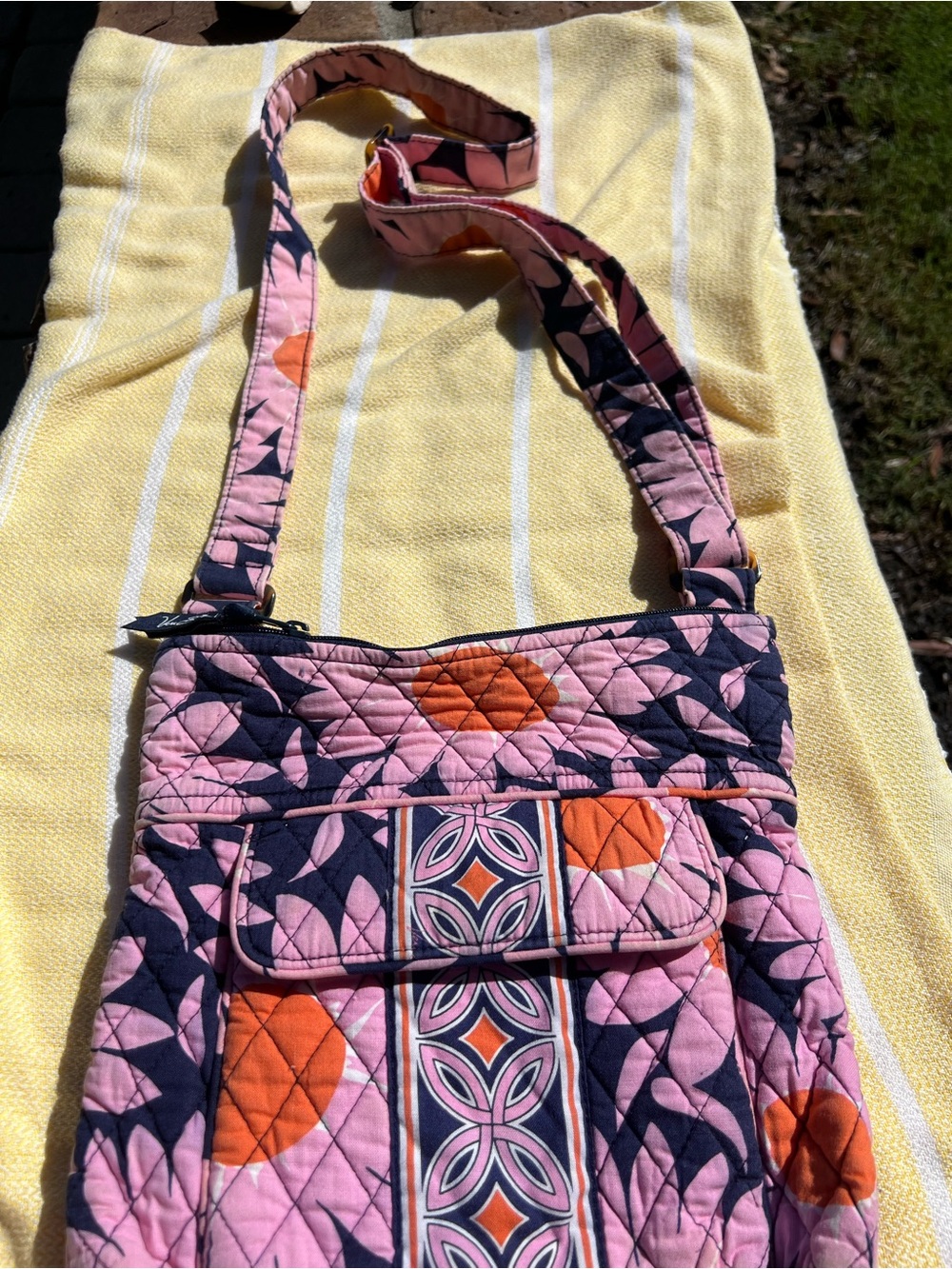 Vera Bradley Quilted Floral Crossbody Bag - Pink & Orange